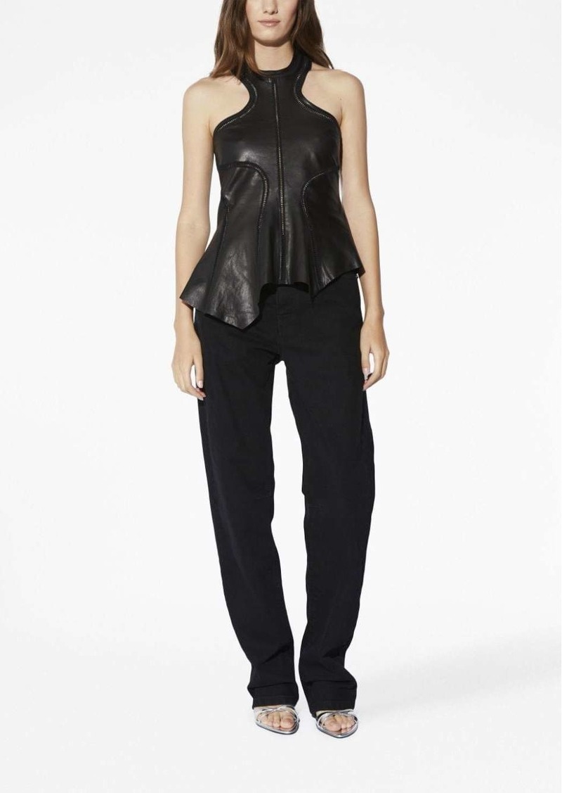 RtA asymmetric halterneck leather top