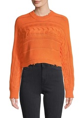 RtA Cable-Knit Cotton Cropped Sweater