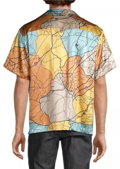 RtA Road Map Print Silk Short-Sleeve Shirt