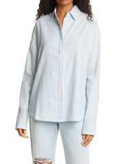 RtA Brady Stripe Oversize Button Up Cotton Shirt