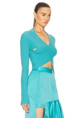 RTA Long Sleeve Cropped Knit Top
