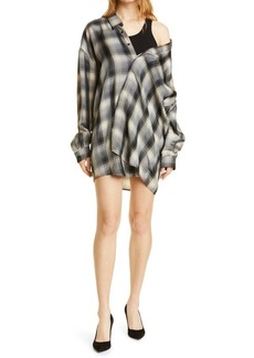 RtA Valery One-Shoulder Top in Grey Plaid at Nordstrom