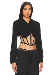 RTA Zip Up Corset Hoodie Top