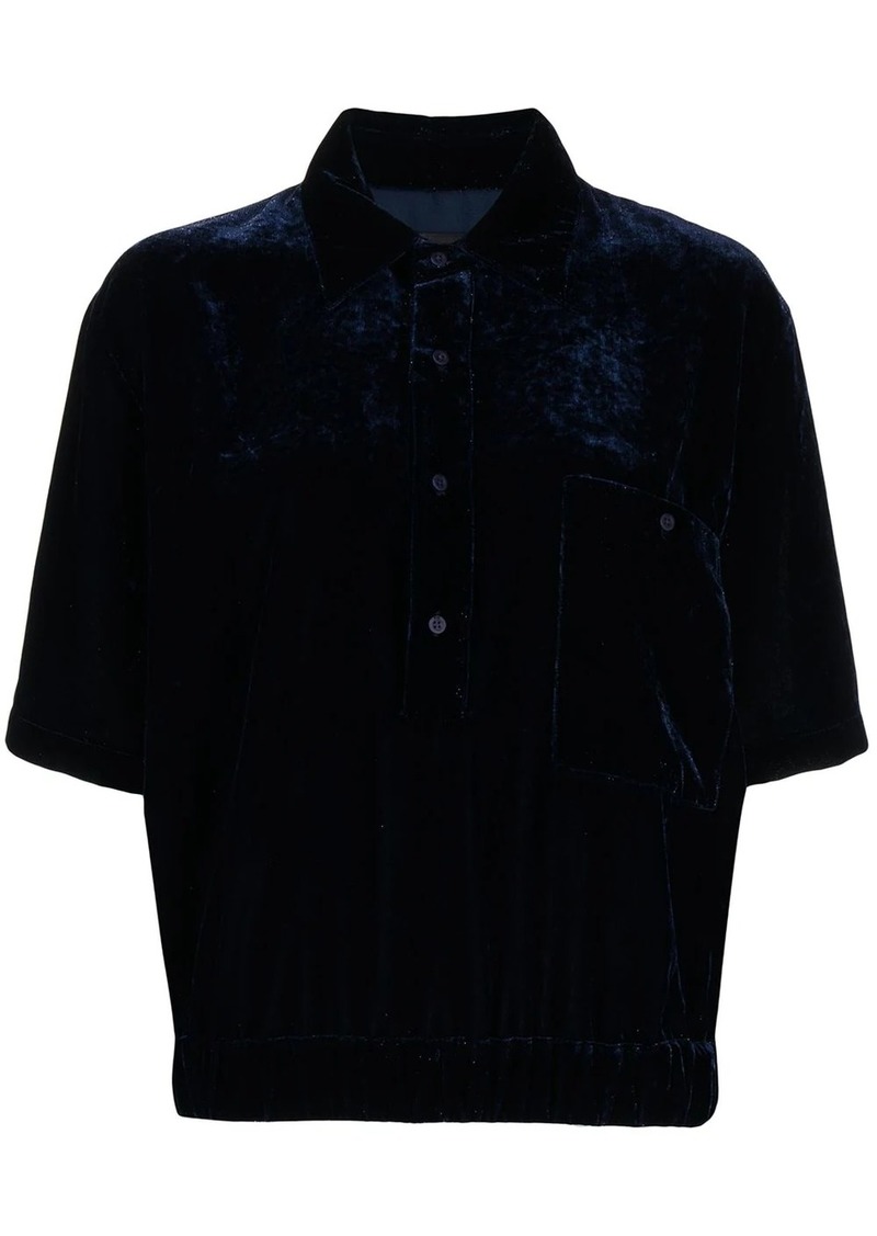 RtA velvet-effect oversize polo shirt