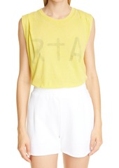 RtA Tyler Sleeveless Cotton & Cashmere Graphic Tee in Yellow at Nordstrom