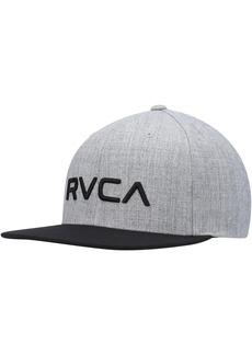 RVCA Men's Heathered Gray and Black Twill Ii Snapback Hat - Heathered Gray, Black