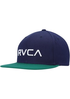 RVCA Men's Navy and Green Logo Twill Ii Snapback Hat - Navy, Green