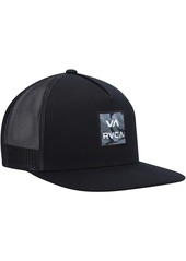 Men's Rvca Black Wordmark Va Atw Print Trucker Snapback Hat - Black