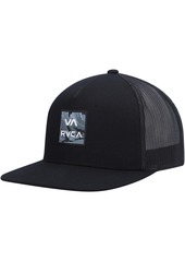 Men's Rvca Black Wordmark Va Atw Print Trucker Snapback Hat - Black
