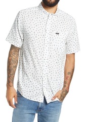RVCA Men's Scattered Floral Print Short Sleeve Button-Down Shirt