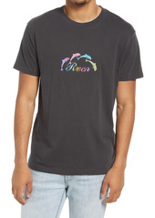 RVCA Mock Tourist Dolphin Embroidered T-Shirt in Black at Nordstrom