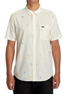 RVCA Desert Trip Short Sleeve Cotton Blend Button-Up Shirt