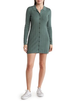 RVCA Meri Long Sleeve Button Front Sweater Dress in Spinach at Nordstrom Rack