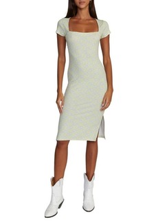 RVCA Partition Square Neck Jersey Dress in Lime Yellow at Nordstrom