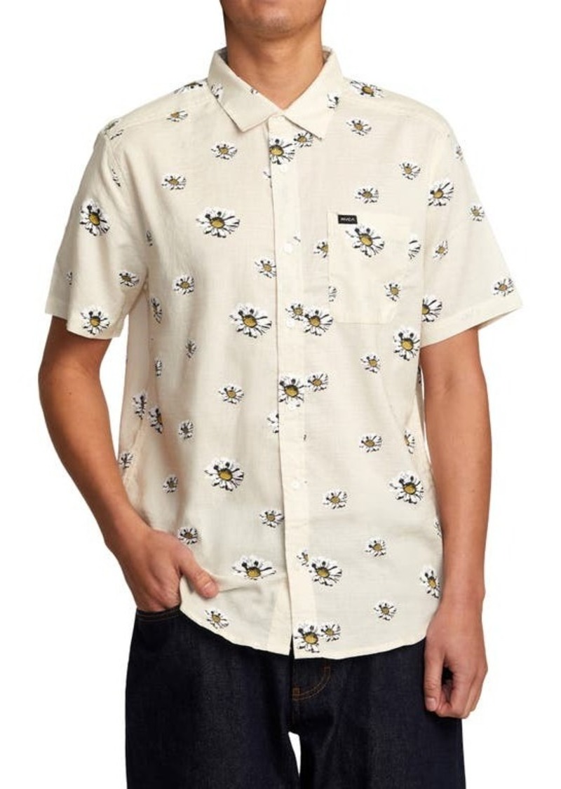 RVCA Pushing Up Floral Short Sleeve Button-Up Shirt