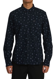 RVCA That'll Do Floral Stretch Button-Down Shirt in Navy Marine at Nordstrom Rack