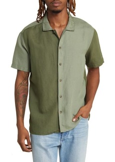 RVCA Vacancy Colorblock Short Sleeve Linen Blend Button-Up Shirt