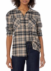 RVCA Junior's Aspen Long Sleeve Woven Button Front Flannel Shirt  M