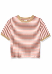 RVCA womens No Regard Drop Shoulder Striped T-shirt T Shirt   US