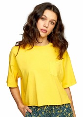 RVCA Women's Cropped Pigment Dye Short Sleeve Shirt PTC Pocket TEE/Mimosa