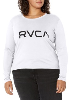 RVCA Women's RED Stitch Long Sleeve Graphic TEE Shirt Big White