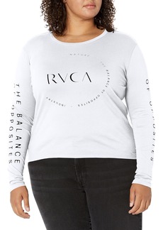 RVCA Women's RED Stitch Long Sleeve Graphic TEE Shirt ENCIRCLE/White
