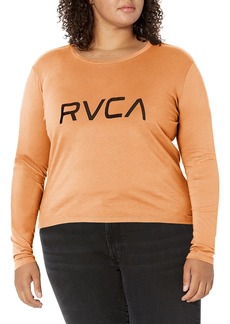 RVCA Women's RED Stitch Long Sleeve Graphic TEE Shirt Big Canyon Rose