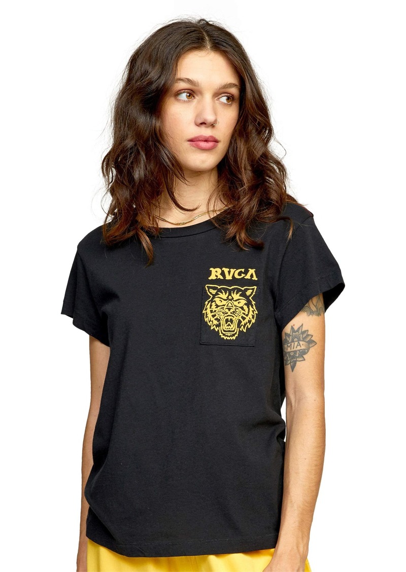 RVCA Women's Red Stitch Short Sleeve Graphic Tee Shirt