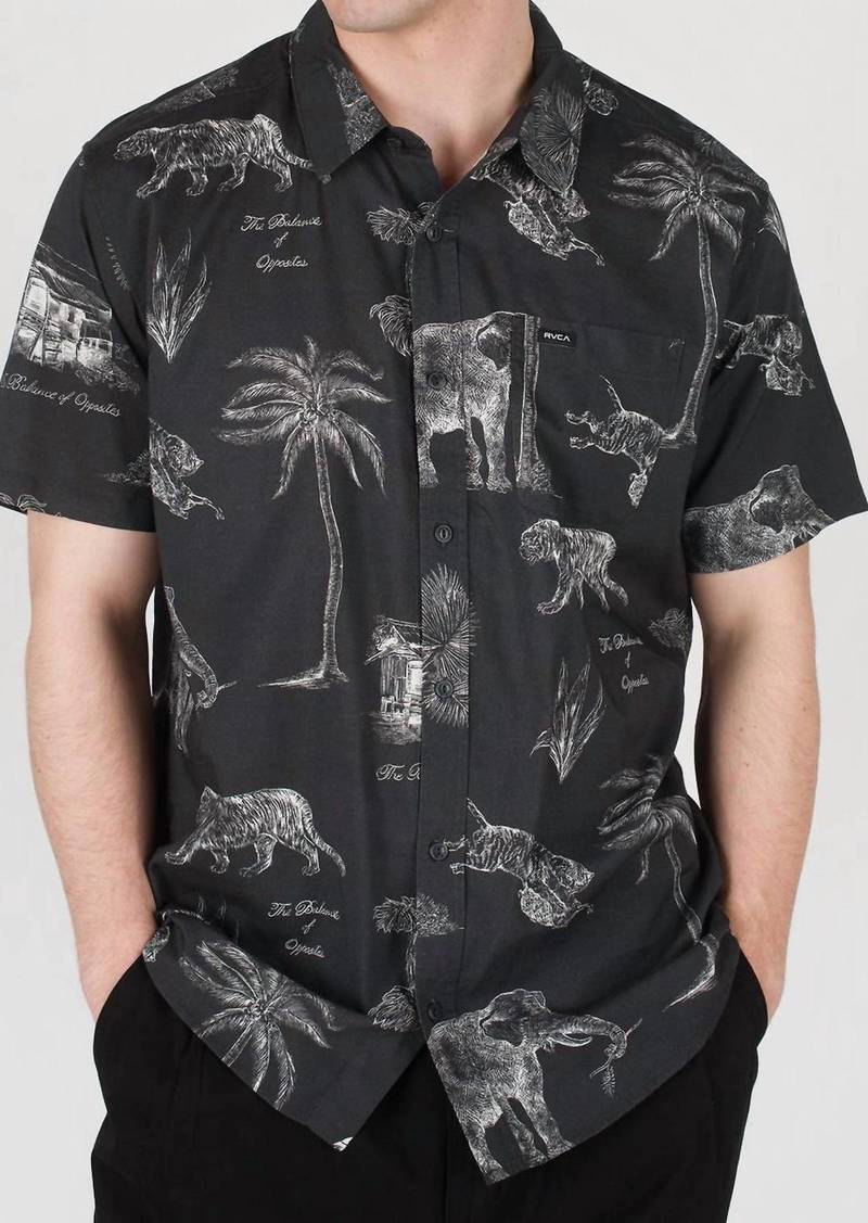 RVCA Tropic Winds Short Sleeve Wove Shirt In Black