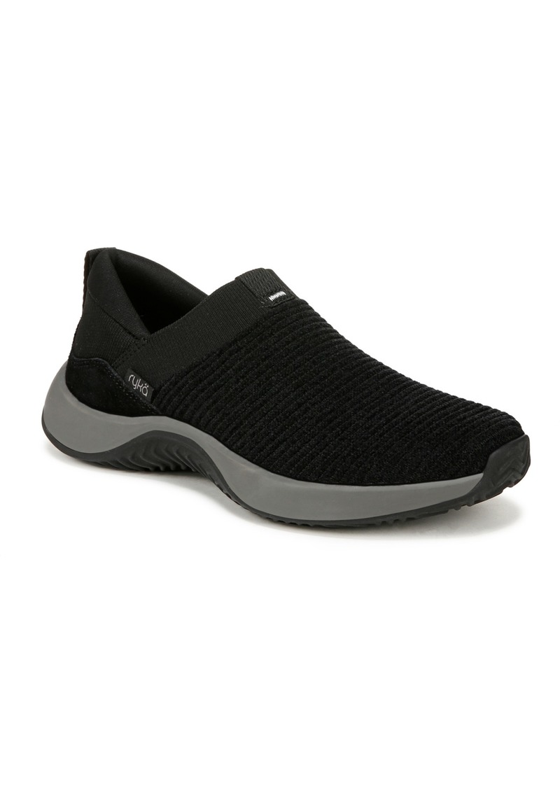 Ryka Premium Women's Encore Knit Plus Slip On Sneakers - Black Fabric