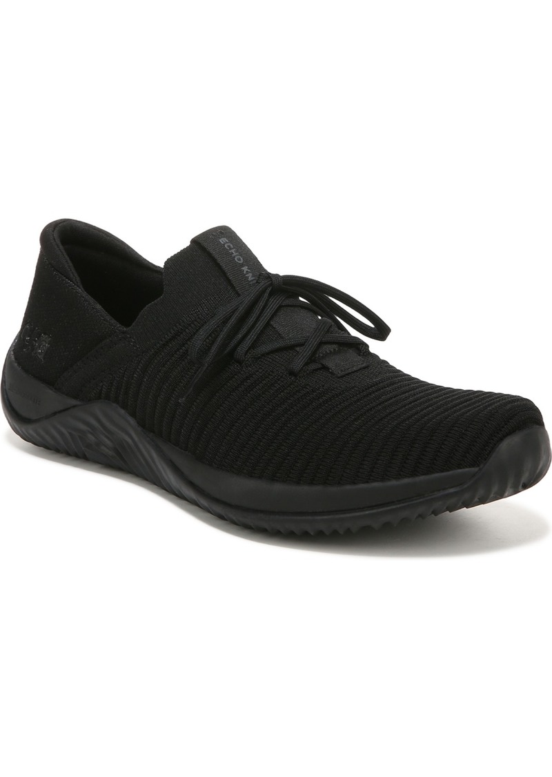Ryka Women's Echo Knit Fit Slip-On Sneakers - Black Ribbed Fabric