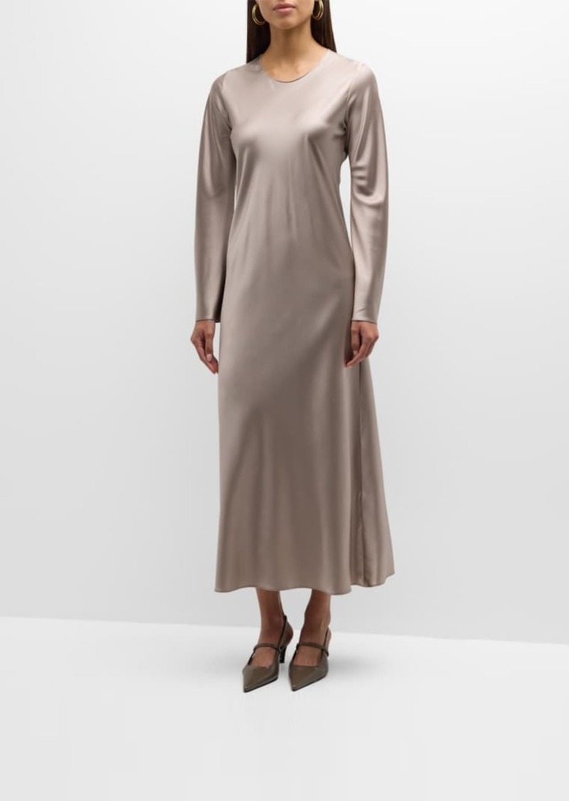 Sablyn Long-Sleeve Silk Midi Dress 