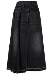 Sacai asymmetric pleated denim skirt