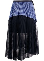 Sacai asymmetric striped panel skirt
