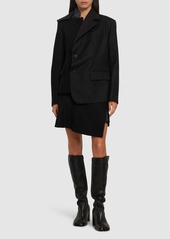 Sacai Chalk Stripe & Wool Melton Blazer