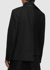 Sacai Chalk Stripe & Wool Melton Blazer