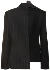 Sacai Chalk Stripe & Wool Melton Blazer