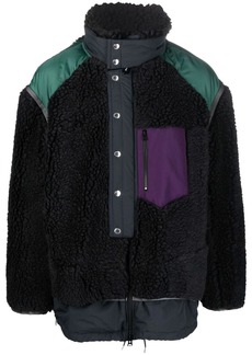 Sacai colour-block shearling coat