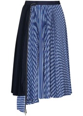 Sacai contrasting-panel pleated midi skirt