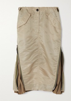 Sacai Convertible Shell And Pleated Satin-twill Midi Skirt
