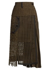 Sacai Embroidery Lace Midi Skirt