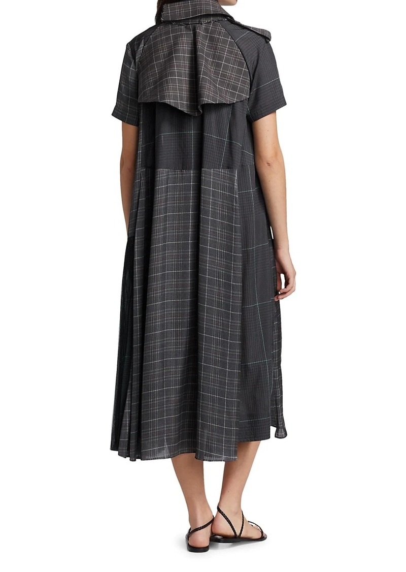 Glencheck Mix Belted Midi Dress - Sacai