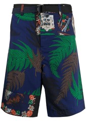Sacai leaf print bermuda shorts