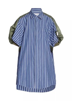 Sacai Nylon Twill & Stripe Cotton Shirtdress
