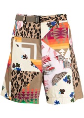 Sacai patchwork graphic print shorts