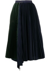 Sacai pleated asymmetric-hem skirt