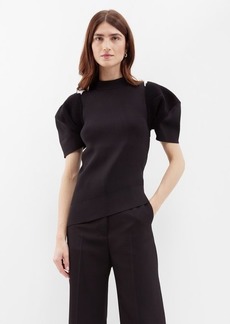 Sacai - Asymmetric Short-sleeve Knitted Top - Womens - Black