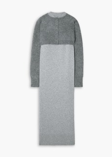 Sacai - Layered ribbed wool and mohair-blend maxi dress - Gray - 2