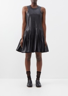 Sacai - Pleated Faux-leather Mini Dress - Womens - Black