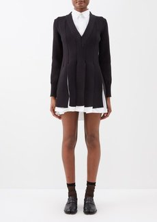 Sacai - Pleated Ribbed-knit Mini Shirt Dress - Womens - Black